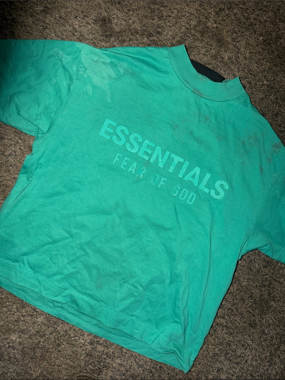 ESSENTIALS Fear of God Kids' Teal Logo Tee